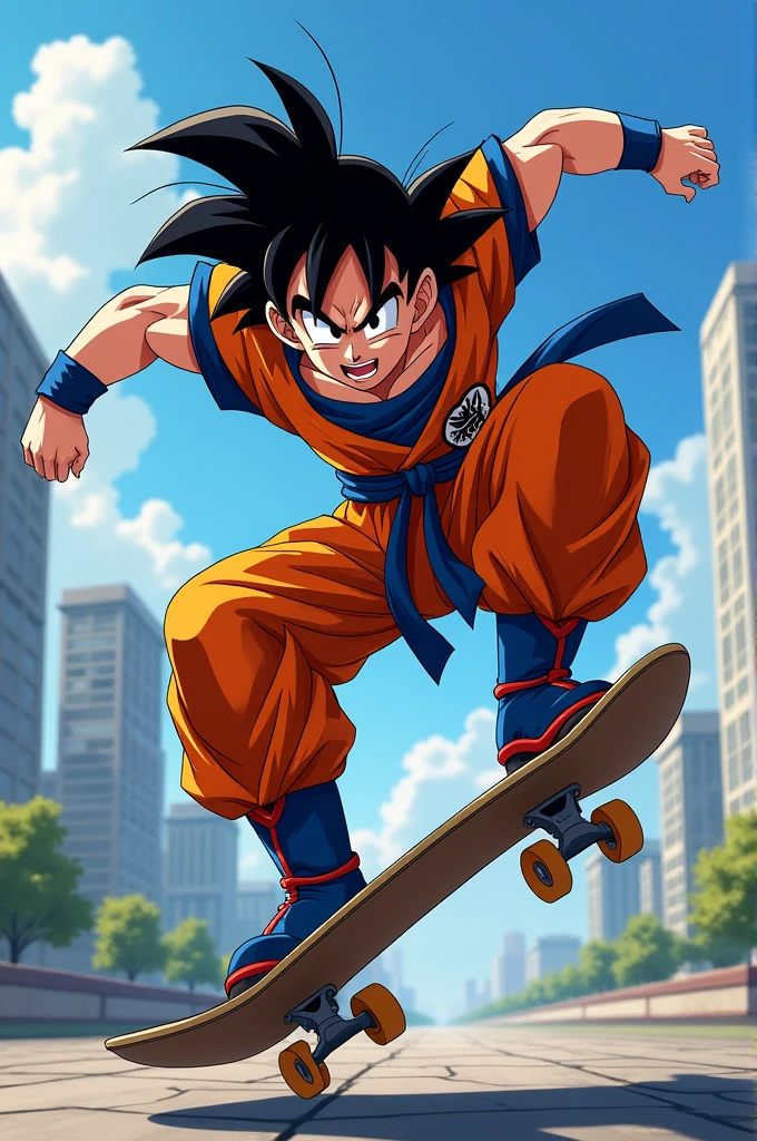 Goku skateboarding