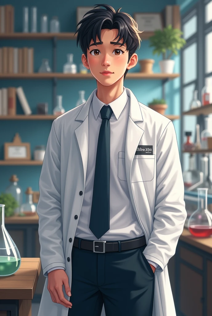 A Thai man is wearing a university uniform. And put it on too.
Lab coat and curiosity