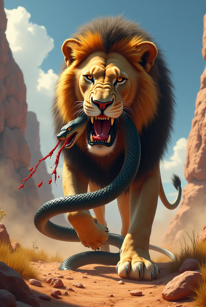 Lion killed a snake