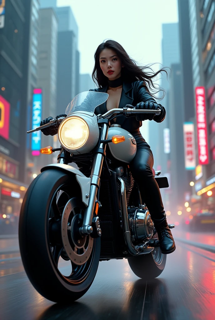 Korean girl on motobike