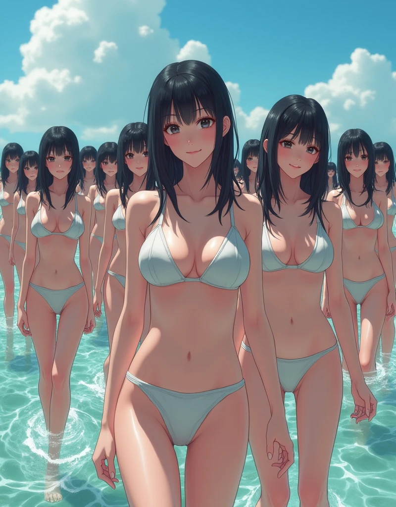 (((((Japanese Clone-girls=Myself))))), (((Super Best masterpiece Clone-girls Raw Photography Art))), (((16K, Highest quality, Ultra-high resolution, RAW Photos))), (((It's so unrealistic., With unparalleled depiction, With an unfathomable sight, An unprecedented and shocking worldview, Clone-girls: In a world of mass reproduction, Ultra-realistic))), (((Giantess Elements, GTS))), (((Japanese Girls, Sasaki Nozomi, 28yo, Small face, Thick black hair, Medium to long hair, Dark Eyes, Mature face, Cute Smile, Smiling face, A gentle gaze, (((Very happy laughter)))))), (((Very beautiful detailed girls, Accurate body structure, Accurate body movements, Very detailed body, (((Super big breasts, Large bulge of ample breasts)))))), (((Fashion pink swimsuit, Cleavage Emphasis, Emphasise the fullness of your breasts))), ((((((((Very detailed, Myself cloning, Depiction of splitting oneself, 1Myself girl→1,000,000,000,000,000,000,000,000,000,000Myself cloning girls)))))))), (((((((Myself clone-girlsから, Myself keeps multiplying, (Very detailed and intricate, To the exact, Flawless, (((In the same female body,With the same face, With the same hairstyle, In the same clothes, At the same height, 同じSuper big breastsである))), In a detailed depiction), 1,000,000,000,000,000,000,000,000,000,000 people))))))), (((((Myself girls only))))), (((((1,000,000,000,000,000,000,000,000,000,000Myself girls))))), (((((Very detailed depiction, Multiple or more Myselves, Physical contact, Pleasant conversation, Holding hands, Hug, walk, Turn around, Shift your gaze))))), (((Very detailed, Extremely crowded, Body-to-body contact with no gaps))), (Bright light of summer), (((((Clear and accurate perspective depiction, Ultra-wide field of view, Focus on the average value of the image))))), (とてもIn a detailed depiction, It's all a crowd of myself, View from the water, Water play photography, Having fun at the water's edge, Soaking wet, (((((GTS, Giantess Elements, Looking up at a woman approaching from below, Draw yourself big, View from below))))))
