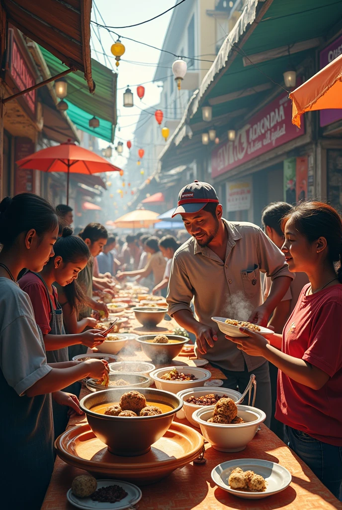 Indonesian people eat bakso