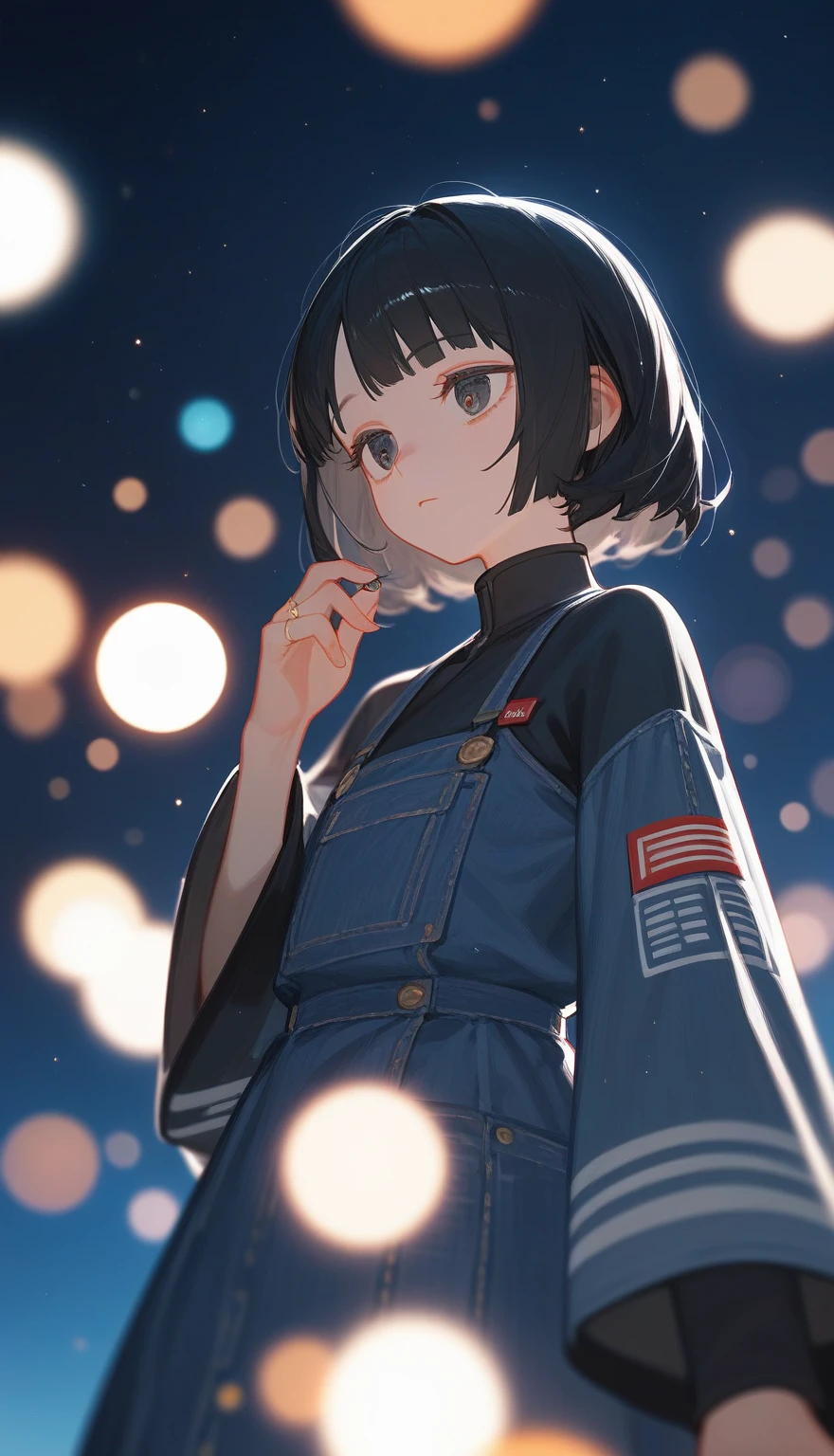 (Honesty: 1.4), ((Black Hanfu)), Large sleeves, Small Ring, get up, mole under eyes, Denim lenses, Bokeh, Shortened viewing angle, Negative Space, Chiaroscuro, Depth of Field, Ray Tracing, masterpiece, Anatomically correct, Textured Skin, best quality, 8K, Ultra HD, precise
