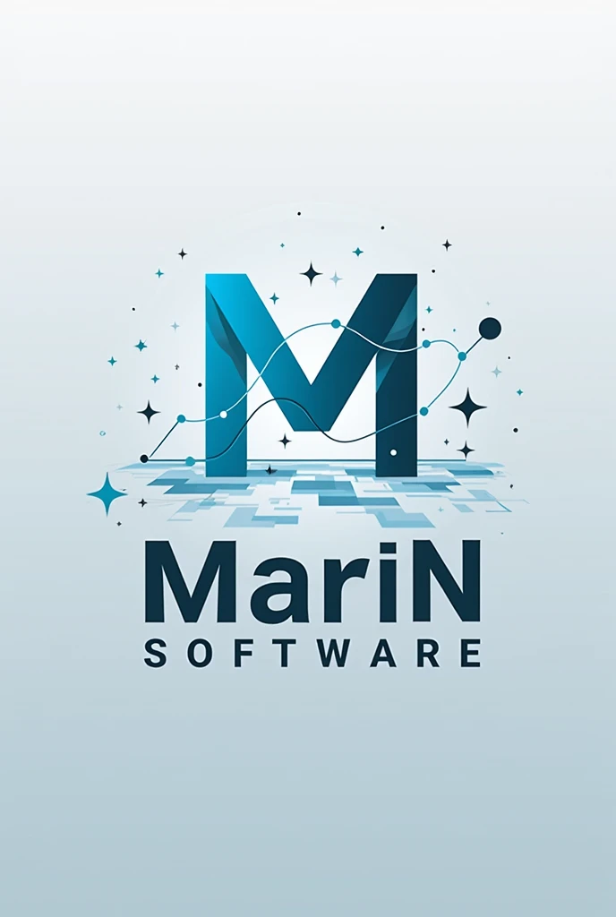Make a Logo of a company named "Marin Software" with major illustration in "M" and then name with it. Also add the data transfer lines along with it.
Generate different ideas of logos