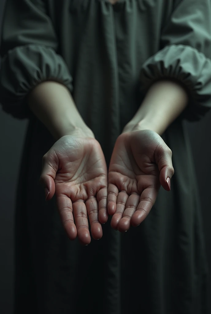 Imagine two girl age 12 year 9 year dead. And only their hand showing in the image. Make this image realistic not cartoonist
