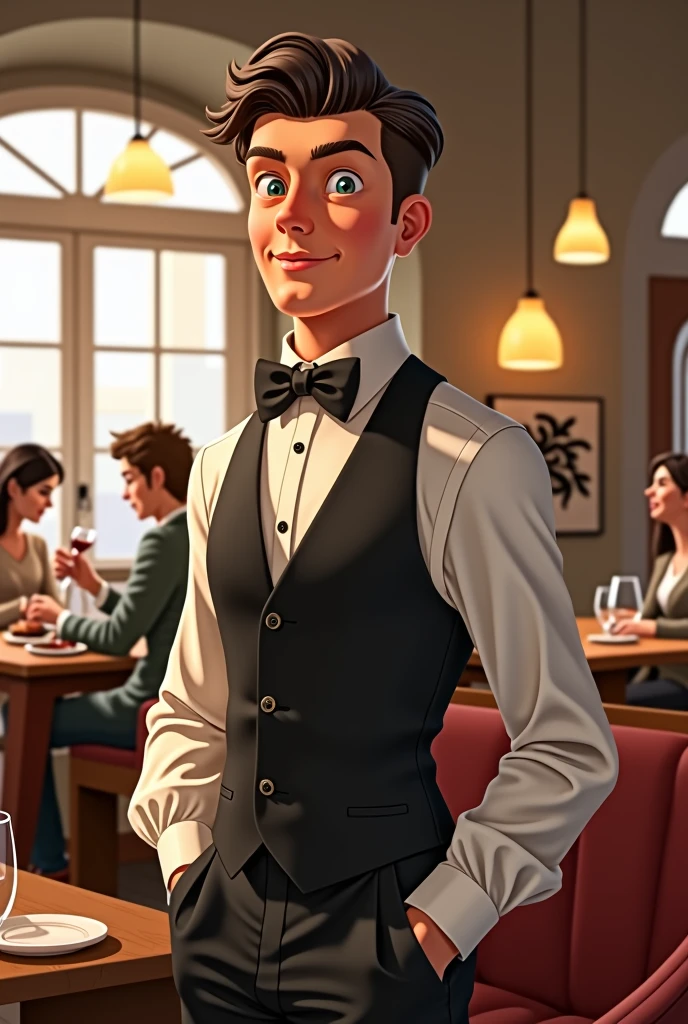 Cafe waiter Handsome young What a lovely smile