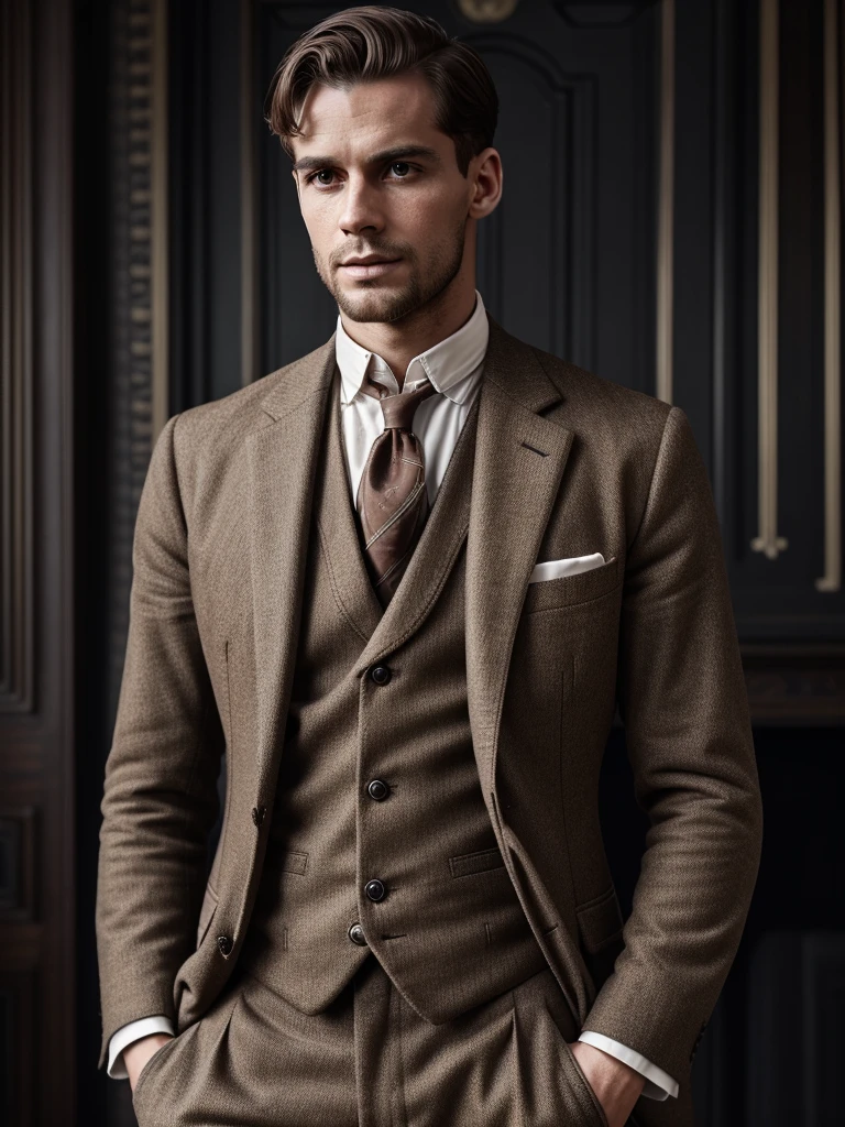 England、Industrial Revolution、1900s、male、whole body、Looking straight at the camera、Accurate depiction of limbs、Sepia、Long sleeve、Short sleeve、Slim figure、suit、rich、wealthy class、