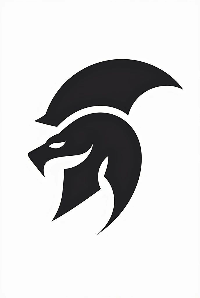 Create a icon, white background, black subject, a serpent head wearing spartan helmet, side view