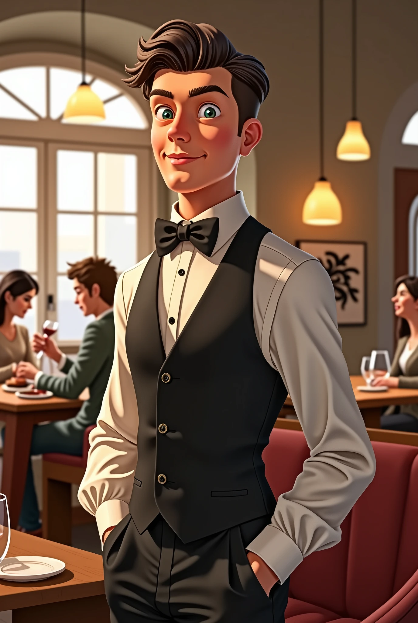 Cafe waiter　Handsome　young　What a lovely smile

