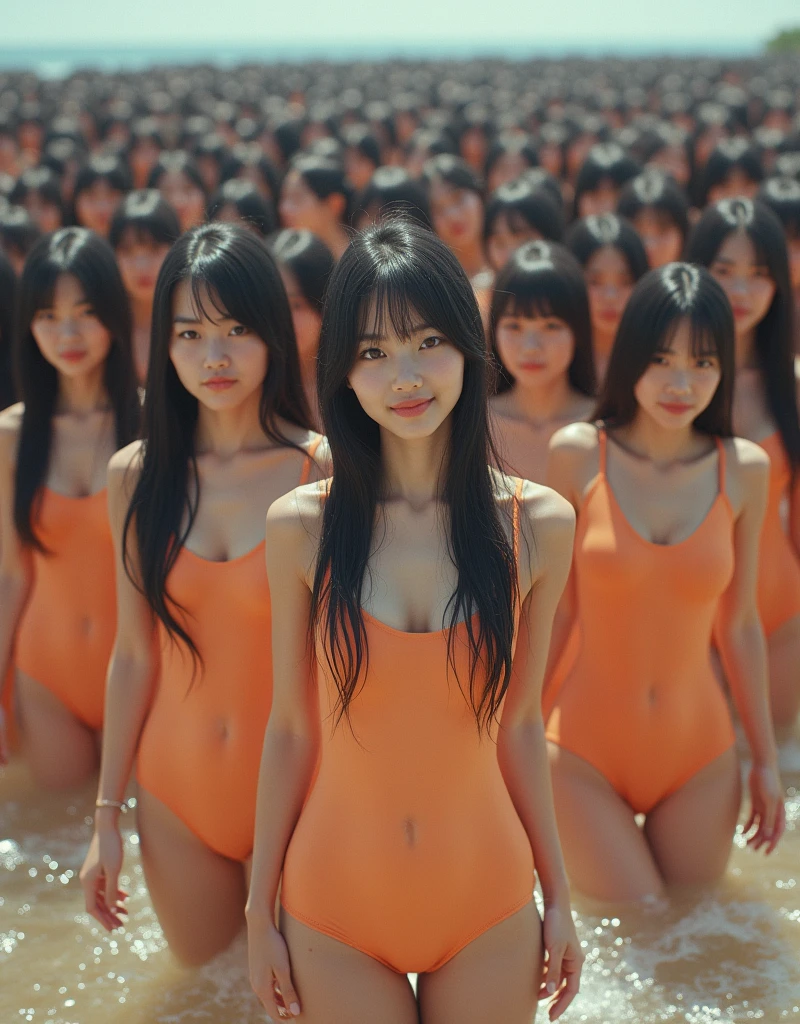 (((((Japanese Clone-girls=Myself))))), (((Super Best masterpiece Clone-girls Raw Photography Art))), (((16K, Highest quality, Ultra-high resolution, RAW Photos))), (((It&#39;s so unrealistic., With unparalleled depiction, With an unfathomable sight, An unprecedented and shocking worldview, Clone-girls: In a world of mass reproduction, Ultra-realistic))), (((Giantess Elements, GTS))), (((Japanese Girls, Sasaki Nozomi, 28yo, Small face, Thick black hair, Medium to long hair, Dark Eyes, Mature face, Cute Smile, Smiling face, A gentle gaze, (((Very happy laughter)))))), (((Very beautiful detailed girls, Accurate body structure, Accurate body movements, Very detailed body, (((Super big breasts, Large bulge of ample breasts)))))), (((Orange swimsuit, Cleavage Emphasis, Emphasise the fullness of your breasts))), ((((((((Very detailed, Myself cloning, Depiction of splitting oneself, 1Myself girl→1,000,000,000,000,000,000,000,000,000,000Myself cloning girls)))))))), (((((((Myself clone-girlsから, Myself keeps multiplying, (Very detailed and intricate, To the exact, Flawless, (((In the same female body,With the same face, With the same hairstyle, In the same clothes, At the same height, 同じSuper big breastsである))), In a detailed depiction), 1,000,000,000,000,000,000,000,000,000,000 people))))))), (((((Myself girls only))))), (((((1,000,000,000,000,000,000,000,000,000,000Myself girls))))), (((((Very detailed depiction, Multiple or more Myselves, Physical contact, Pleasant conversation, Holding hands, Hug, walk, Turn around, Shift your gaze))))), (((Very detailed, Extremely crowded, Body-to-body contact with no gaps))), (Bright light of summer), (((((Clear and accurate perspective depiction, Ultra-wide field of view, Focus on the average value of the image))))), (とてもIn a detailed depiction, It&#39;s all a crowd of myself, View from the water, Water play photography, Having fun at the water&#39;s edge, Soaking wet, (((((GTS, Giantess Elements, Looking up at a woman approaching from below, Draw yourself big, A perspective from further below))))))