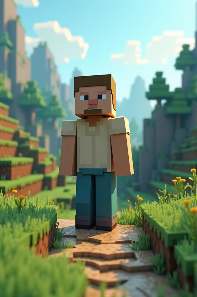 Create an image focused on a Minecraft character 
