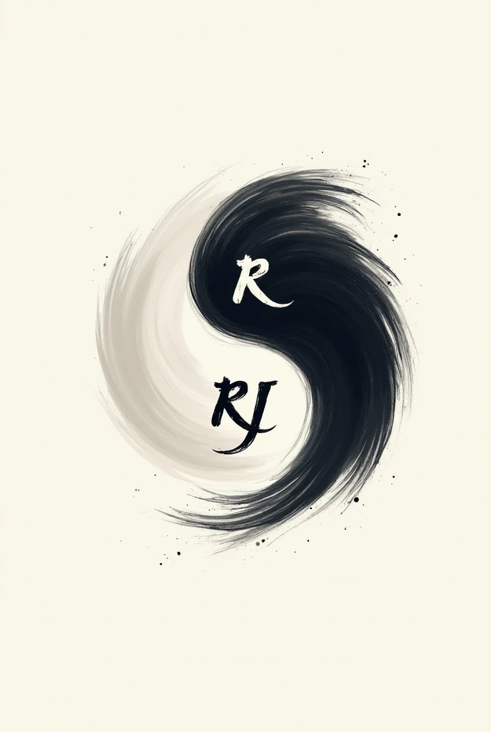 Paint Brush font inside Yin Yang named RJ