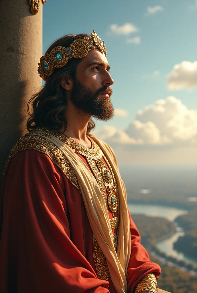 Jesus came dressed in jewels and was very beautiful The view from the sky should be  8k