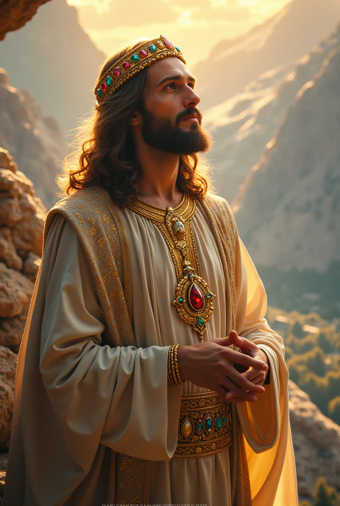 Jesus came dressed in jewels and was very beautiful The view from the sky should be 8k