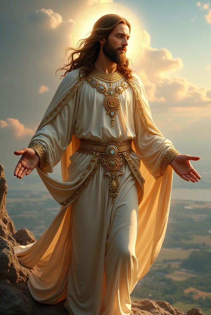 Jesus came dressed in jewels and was very beautiful The view from the sky should be 8k