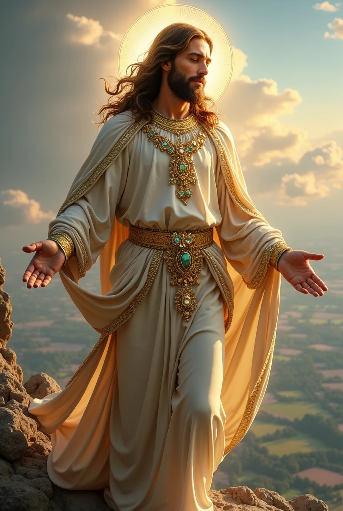 Jesus came dressed in jewels and was very beautiful The view from the sky should be 8k