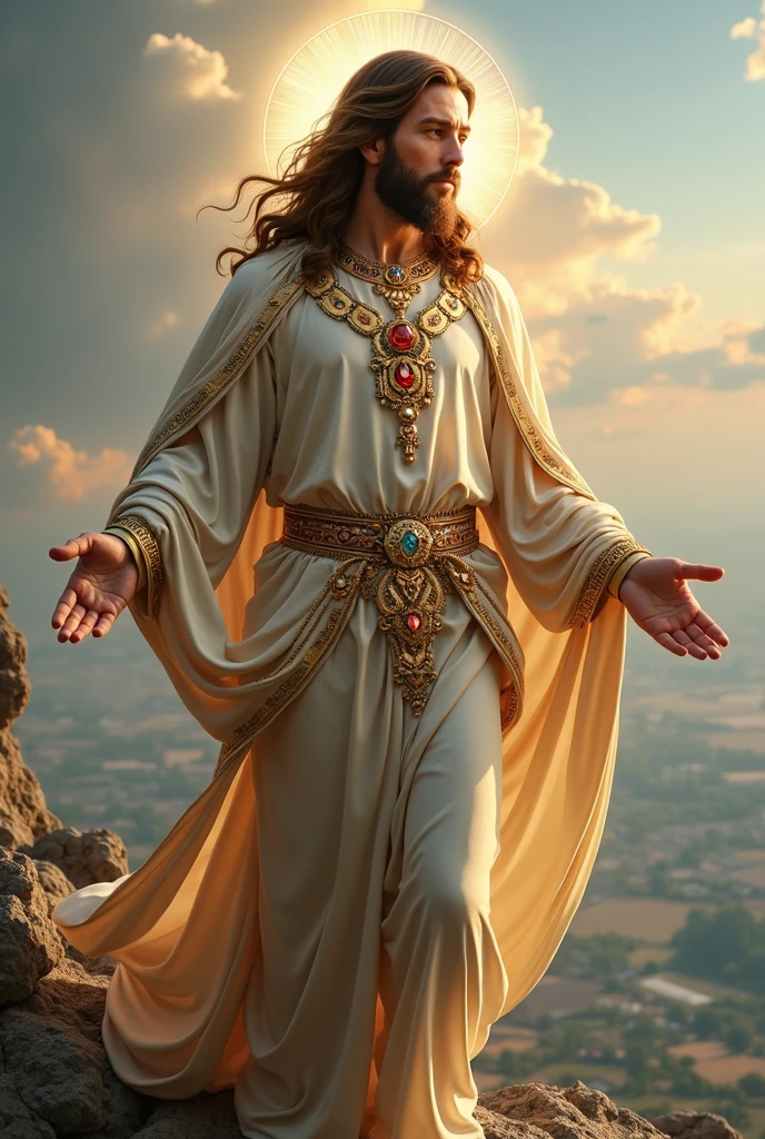 Jesus came dressed in jewels and was very beautiful The view from the sky should be 8k