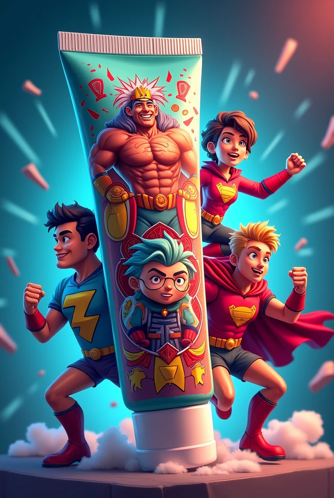 I need toothpaste packed printed images  heroes 