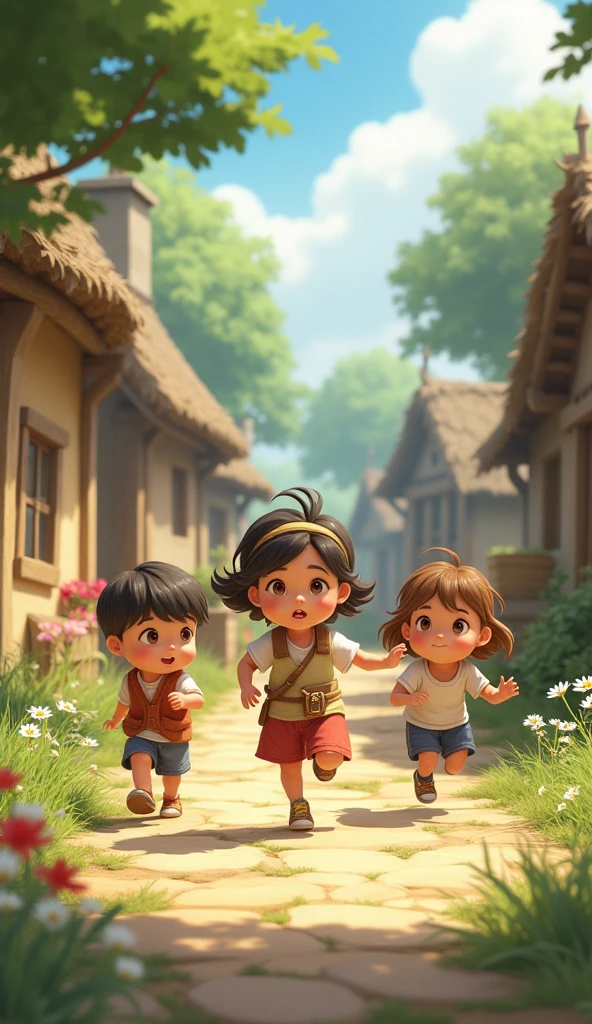 One day, the village children