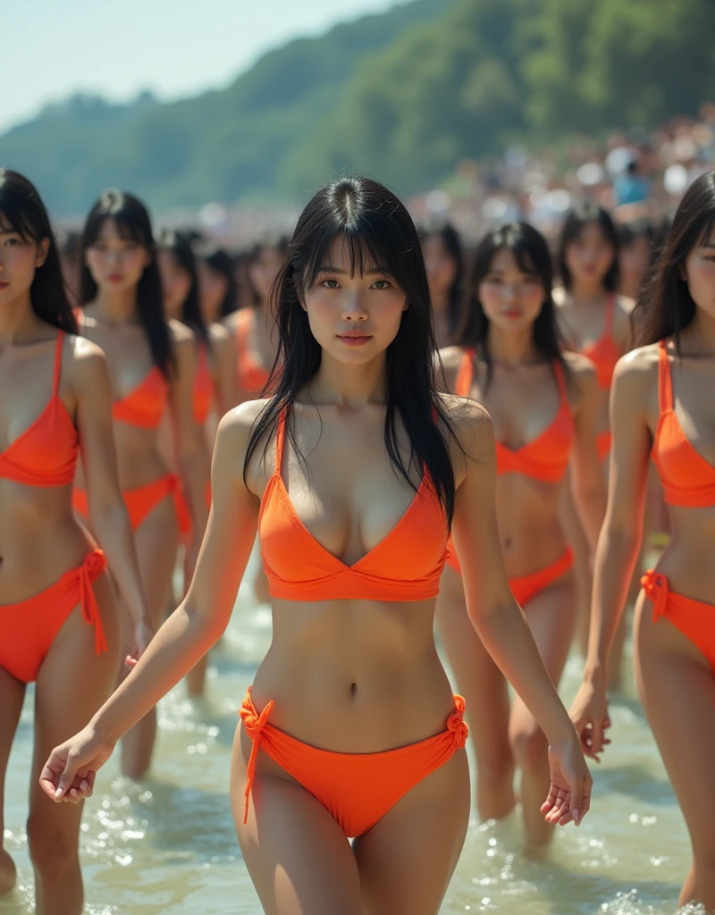 (((((Japanese Clone-girls=Myself))))), (((Super Best masterpiece Clone-girls Raw Photography Art))), (((16K, Highest quality, Ultra-high resolution, RAW Photos))), (((It's so unrealistic., With unparalleled depiction, With an unfathomable sight, An unprecedented and shocking worldview, Clone-girls: In a world of mass reproduction, Ultra-realistic))), (((Giantess Elements, GTS))), (((Japanese Girls, Sasaki Nozomi, 28yo, Small face, Thick black hair, Medium to long hair, Dark Eyes, Mature face, Cute Smile, Smiling face, A gentle gaze, (((Very happy laughter)))))), (((Very beautiful detailed girls, Accurate body structure, Accurate body movements, Very detailed body, (((Super big breasts, Large bulge of ample breasts)))))), (((Orange swimsuit, Cleavage Emphasis, Emphasise the fullness of your breasts))), ((((((((Very detailed, Myself cloning, Depiction of splitting oneself, 1Myself girl→1,000,000,000,000,000,000,000,000,000,000Myself cloning girls)))))))), (((((((Myself clone-girlsから, Myself keeps multiplying, (Very detailed and intricate, To the exact, Flawless, (((In the same female body,With the same face, With the same hairstyle, In the same clothes, At the same height, 同じSuper big breastsである))), In a detailed depiction), 1,000,000,000,000,000,000,000,000,000,000 people))))))), (((((Myself girls only))))), (((((1,000,000,000,000,000,000,000,000,000,000Myself girls))))), (((((Very detailed depiction, Multiple or more Myselves, Physical contact, Pleasant conversation, Holding hands, Hug, walk, Turn around, Shift your gaze))))), (((Very detailed, Extremely crowded, Body-to-body contact with no gaps))), (Bright light of summer), (((((Clear and accurate perspective depiction, Ultra-wide field of view, Focus on the average value of the image))))), (とてもIn a detailed depiction, It's all a crowd of myself, View from the water, Water play photography, Having fun at the water's edge, Soaking wet, (((((GTS, Giantess Elements, Full body description, Looking up at a woman approaching from below, Draw yourself big, View from the feet))))))