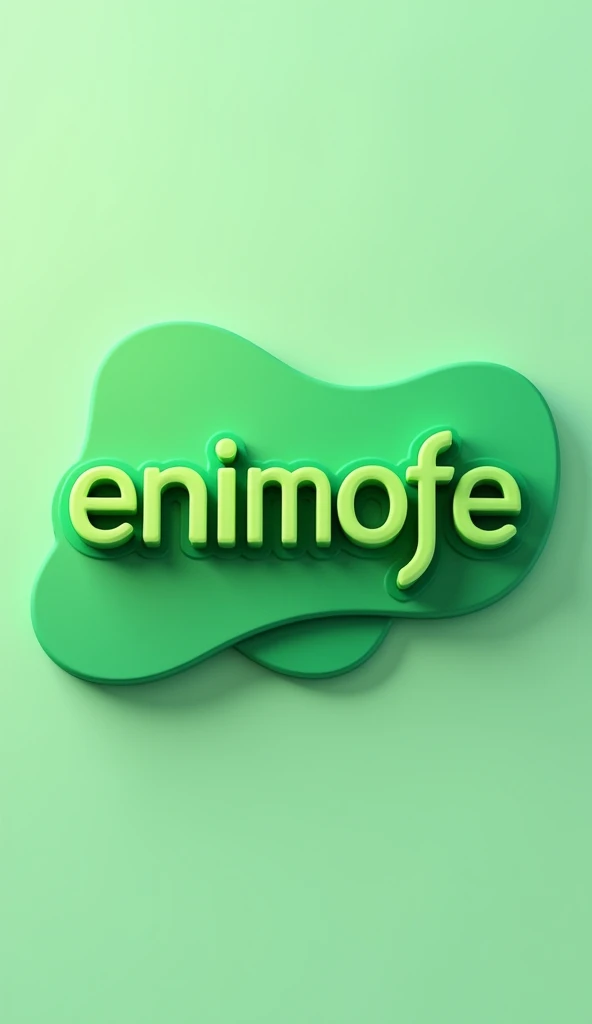 A 3d logo, in different shades of green, in the name “Enimofe”