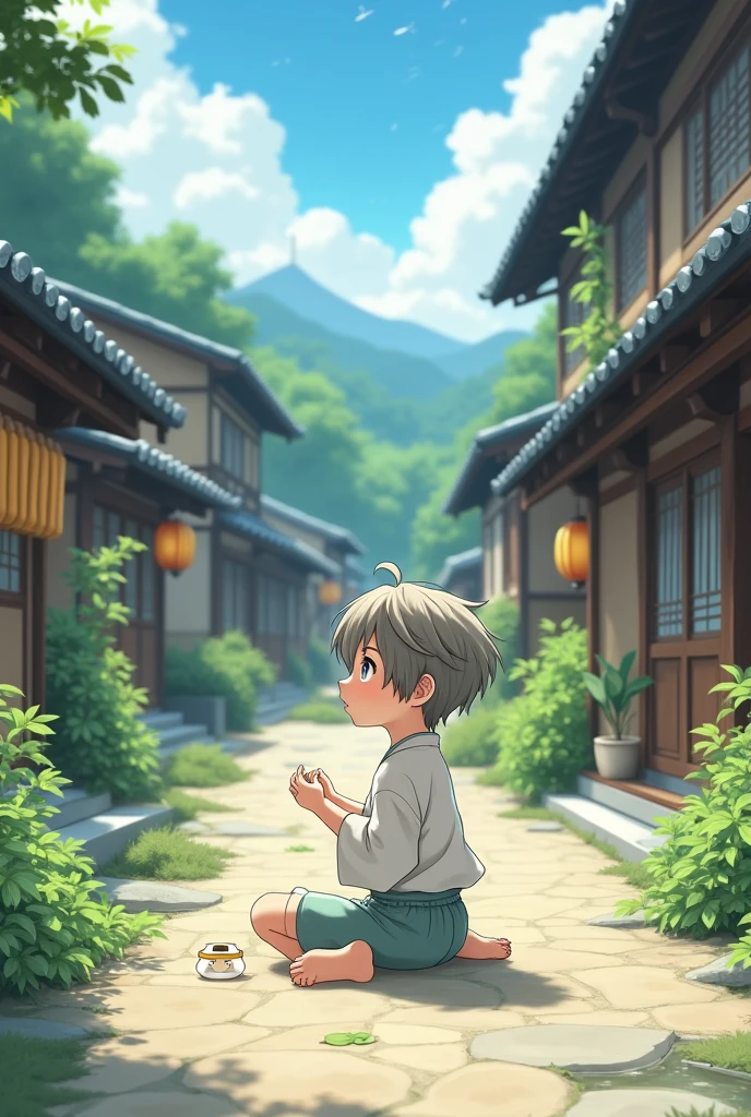 Anime village boy 16:9 Playing alone