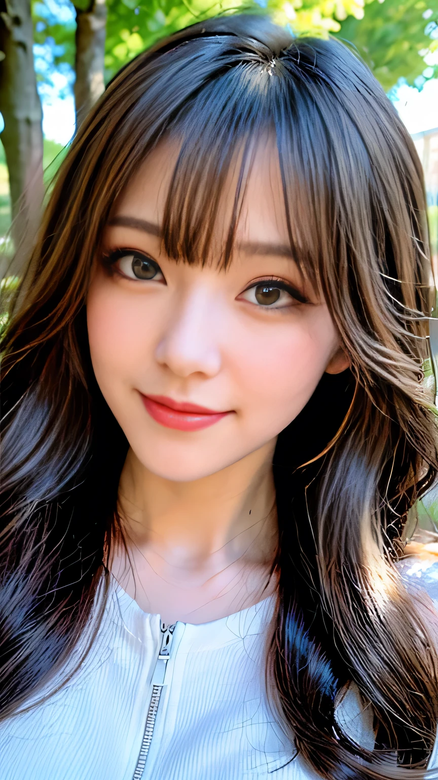 seed;2372725988,((Full Body Angle))、((Front hair:1.3))、((Highest quality, 8k, masterpiece: 1.3)), concentrated: 1.2, Cute 1,Nipples erect、 Perfect beauty: 1.4,Summer off-the-shoulder cropped T-shirt、Letter Print、Shorts: 1.2,Long sleeve、Randall Color、comics&Text Graphics、Black ruffle-trimmed drawstring zip blouse,1.1, Highly detailed face and skin textures, Fine grain, double eyelid, whitening skin, ,Highest quality,Ultra-high resolution,you,1 person,alone,_Shiny_skin,Iris,necklace,((brown_length_Wavy_hair)),(lips)),eyelash,Front hair,deal with,compensate,Shiny,pore,skin,Large Breasts、((Smile))、Walking in the park、Selfie、((close-up))