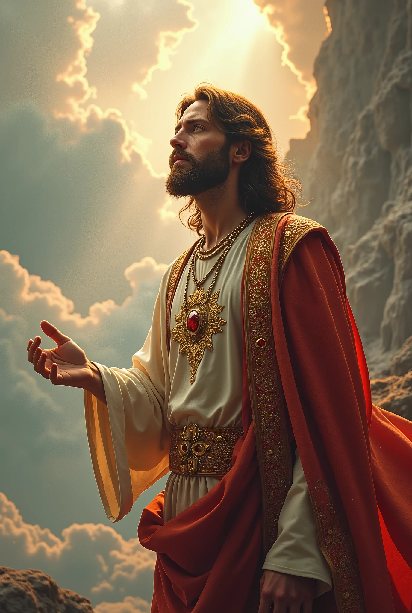 Jesus came dressed in jewels and was very beautiful The view from the sky should be 8k