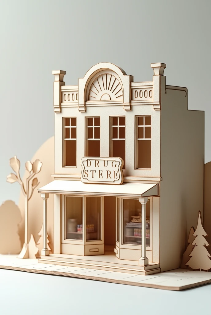 drug store 3D building paper art
