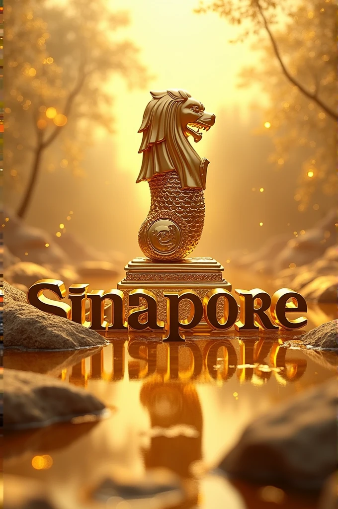 Singapore logo and writing in gold