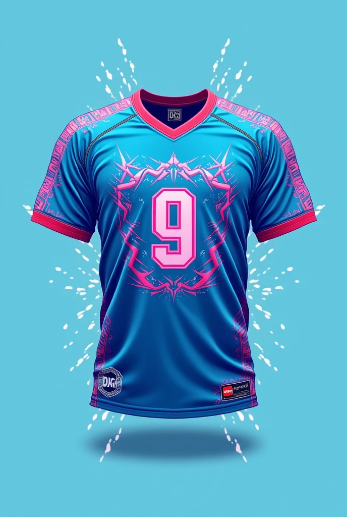 Make me a blue DDR football jersey in retro style.