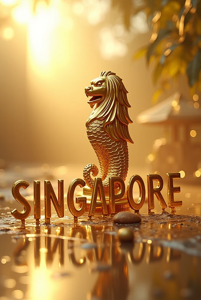 Singapore logo and writing in gold