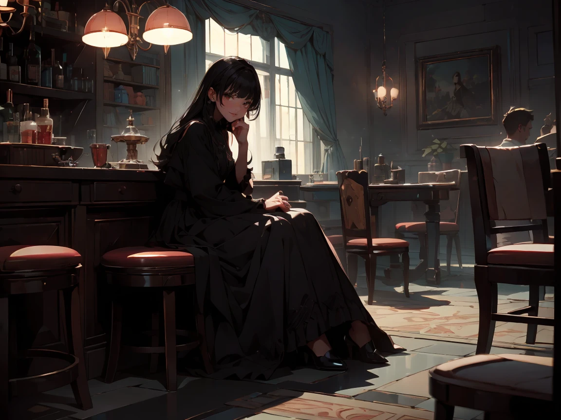 (Highest quality,4K,High resolution,masterpiece:1.2),Very detailed,Realistic:1.37,,(whole body, I can see your feet and shoes: 1.2),、thief、thief、10 convictions、Criminal women、bad woman、steal、Raiding the store、Anime Style、Storytelling、、beautiful girl、とてもcute天使、Pink Gothic Dress、cute、Baby Face、smile、Long skirt、,Black long boots、(クレイジーなsmile:1.3)、(クレイジーなsmile:1.3),クレイジーなsmile, beautiful, Delicate facial features, Sharp Eye, Sharp Fangs, mouthをとても開く, Bare your teeth,Sharp teeth like a beast, Very wide lips, とても広いmouth, Vermilion cheeks, 
mouth, , Vermilion cheeks,Sitting,View your audience,Please look at the screen
