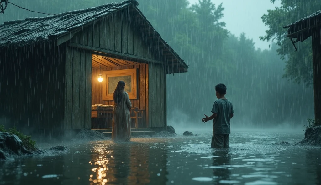 One day there was heavy rain in the village and Ali's house started to get submerged in water. Ali's parents Aamir were very worried, but Ali consoled them and said, "Trust in Allah, He will surely save us."