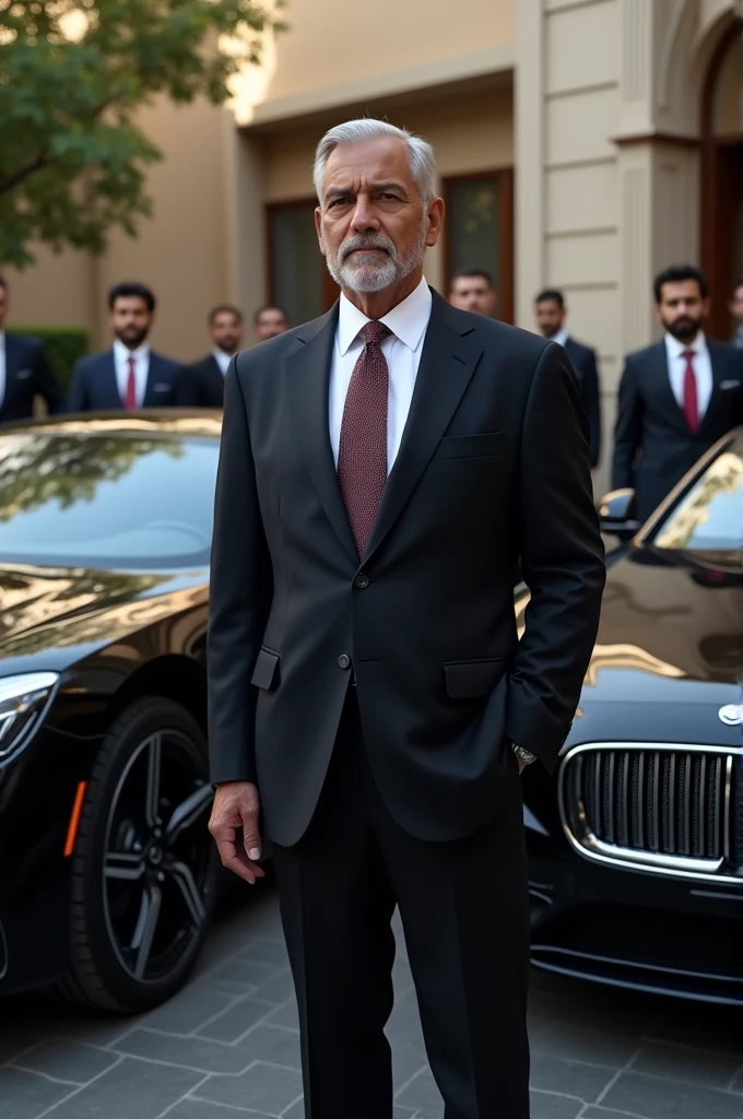 Pic of pakistan high legendary class buisness man with with his 3 black revo car and v8 car with his guards