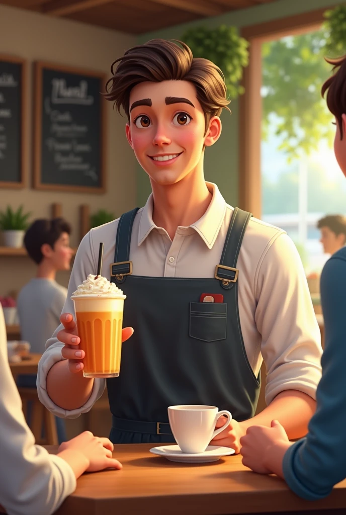 simple Cafe waiter Handsome young Refreshing