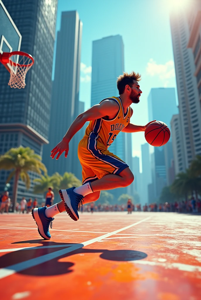 Messi as a buscketball player.