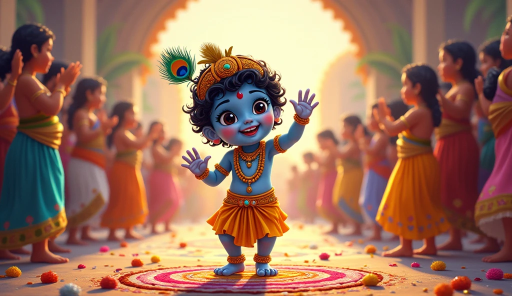 Illustration of happy Janmashtami Lord Krishna in Janmashtami festival of India