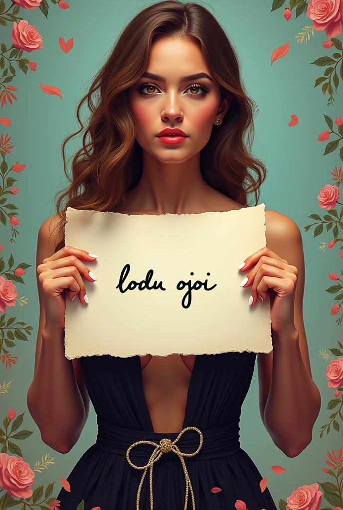 a lady boy holding a paper on which lodu ojoi written on it 