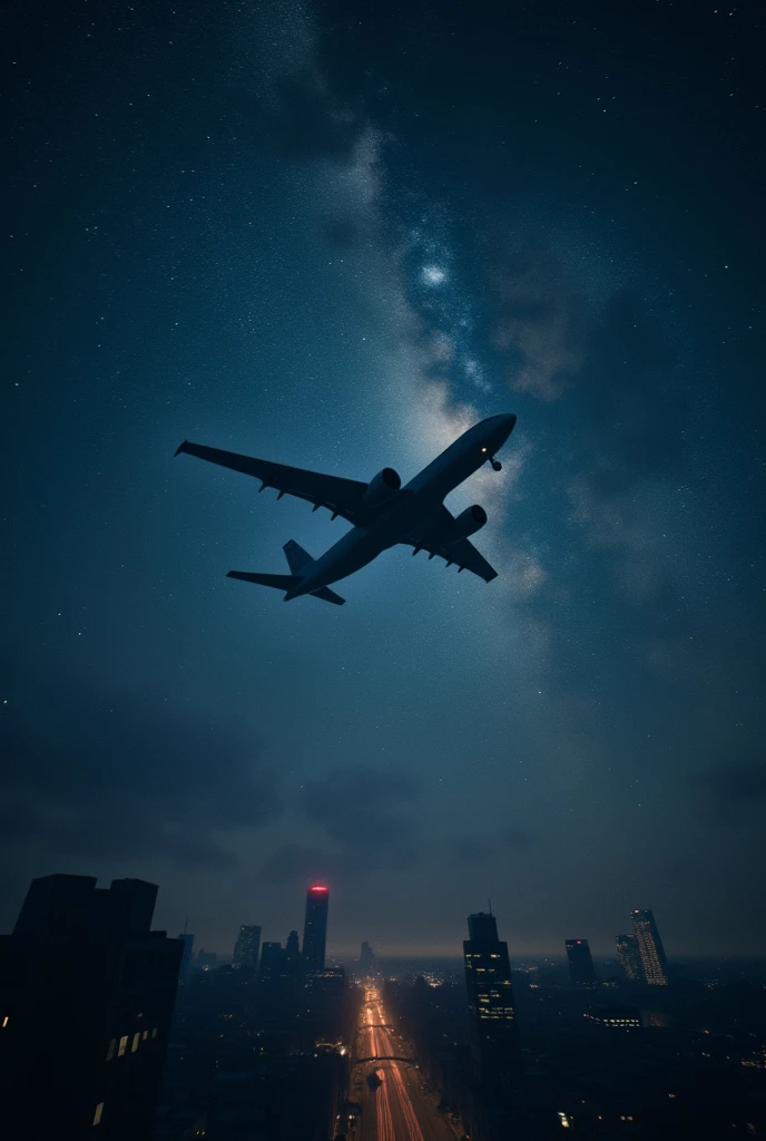 flying in the night sky, starlit night, (best quality,4k,8k,highres,masterpiece:1.2),ultra-detailed,(realistic,photorealistic,photo-realistic:1.37),cinematic composition, dramatic chiaroscuro lighting, moody atmosphere, intricate star patterns, ethereal beauty, mystical ambience, london at 1888