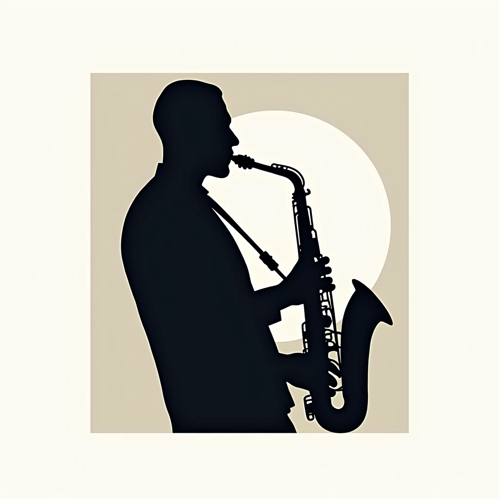 Man playing the saxophone, silhouette, Logo Style