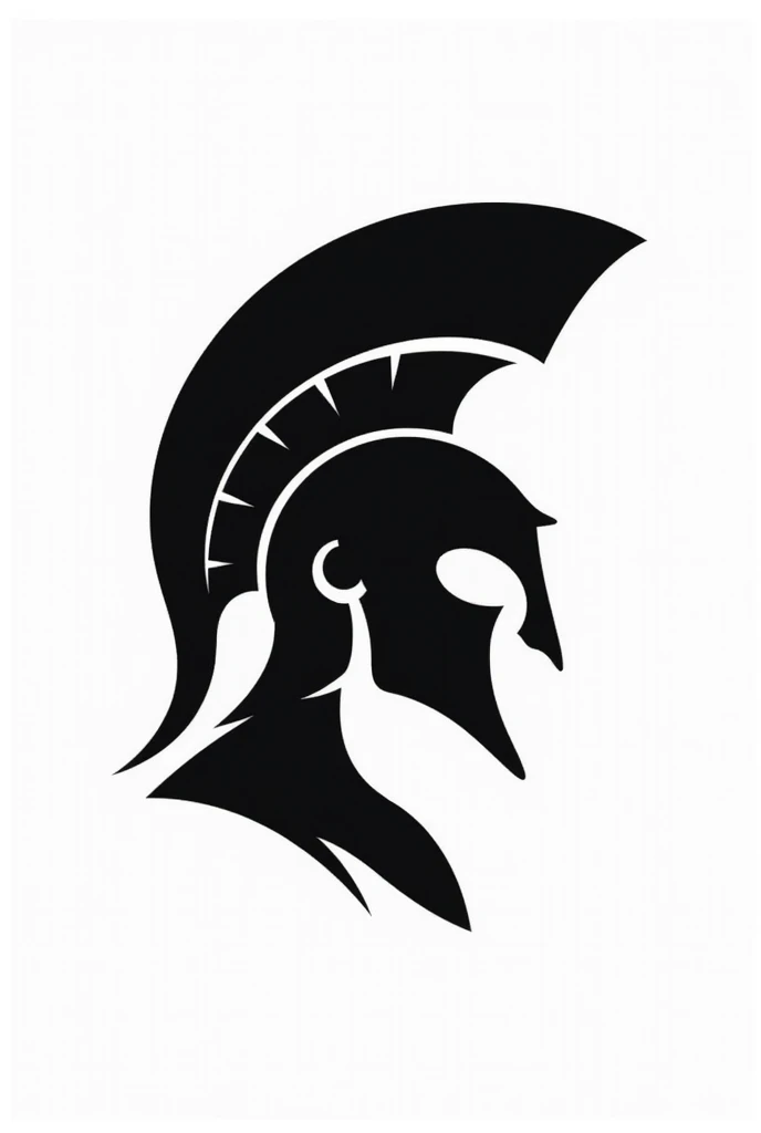 Create a icon, white background, black subject, a serpent head wearing spartan helmet, side view