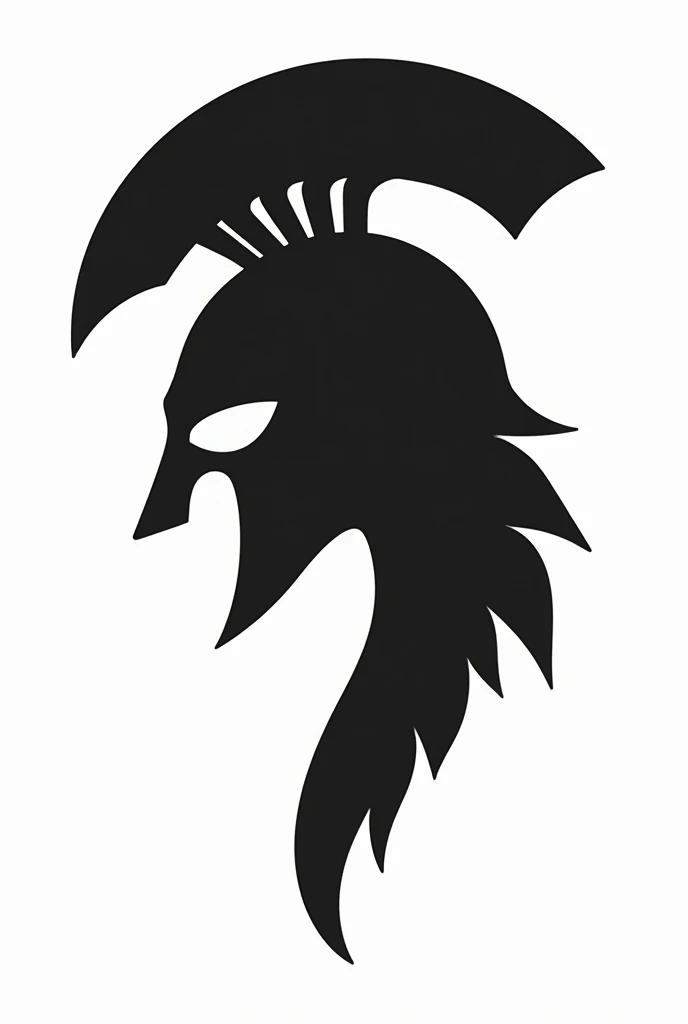 Create a icon, white background, black subject, a serpent head wearing spartan helmet, side view