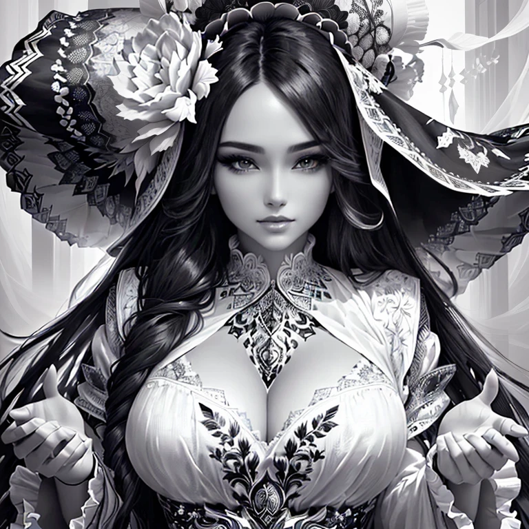 a black and white drawing of a woman with long hair, Beautiful gorgeous Digital art, девушка в прозрачной блузке gorgeous Digital art, Beautiful Digital art, Beautiful Digital artwork, stunning Digital art, Digital art picture, detailed woman, elegant digital painting, black & White Art, Beautiful!!! Digital art, detailed Beautiful face, great Digital art with details, very Beautiful Digital art, exquisite digital illustration