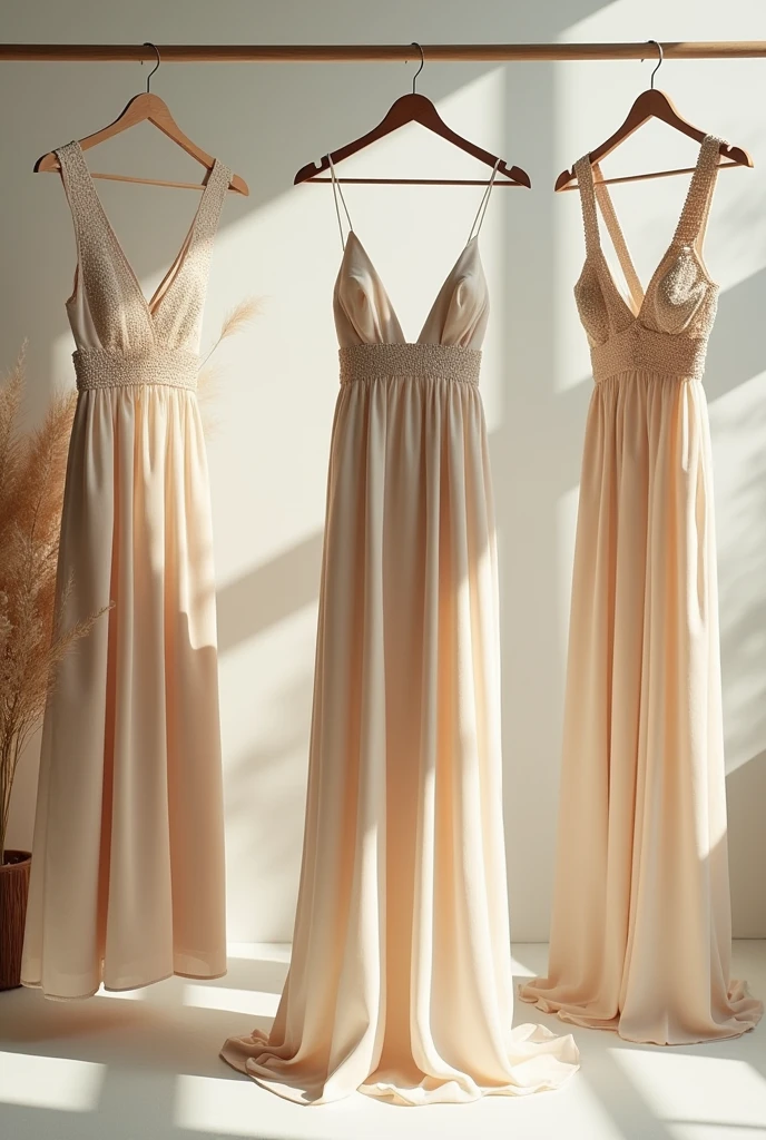 I want a dress on hangers that is environmentally friendly and elegant for a sale that is closer to being able to see the material
