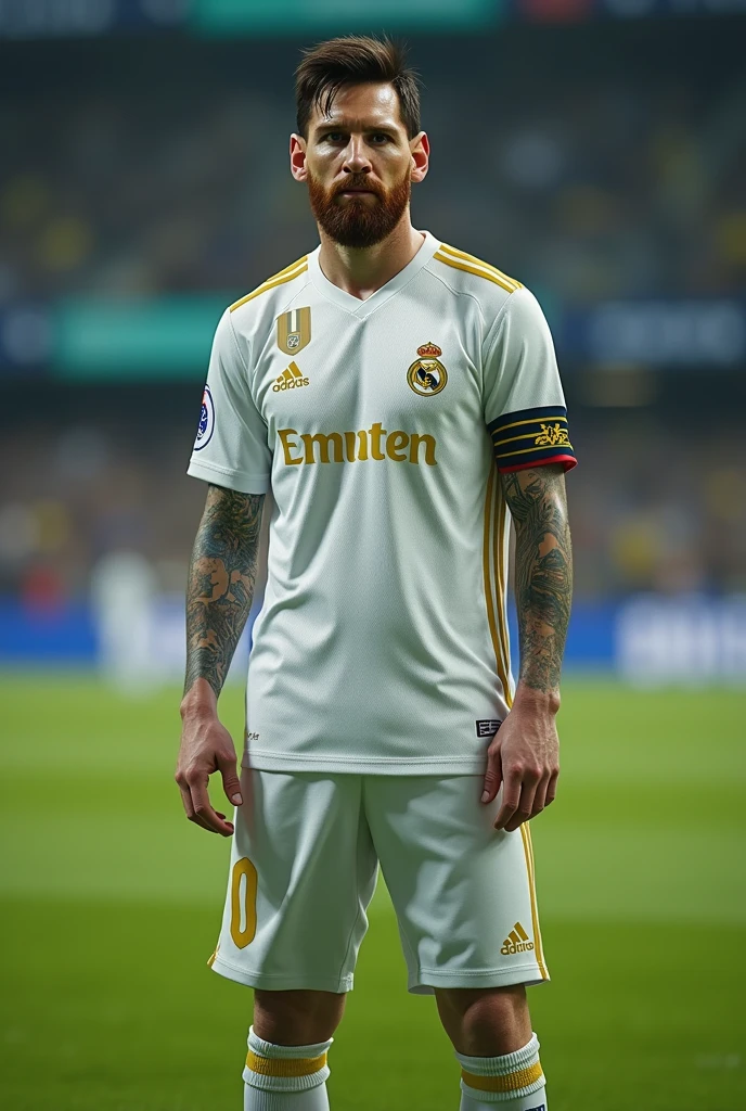 Messi is wearing real Madrid jurcy