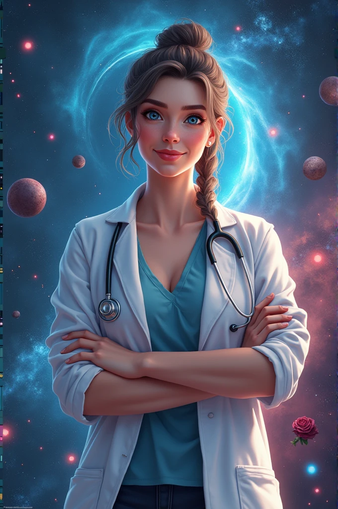 Preety girl dentist, stethoscope,universe,teeth,shot motivation quote,rose,gym,good figure