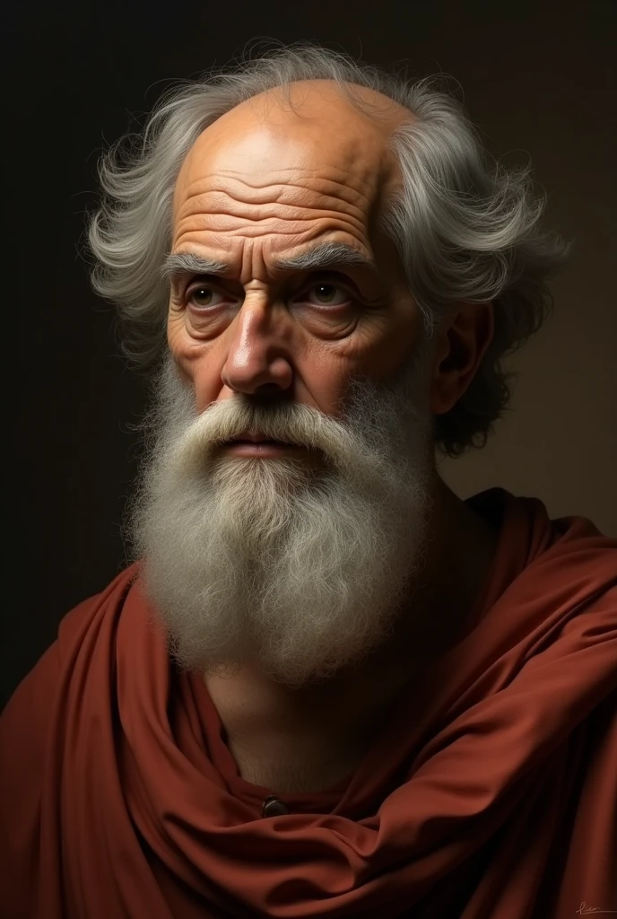 Socrates with dark brown background