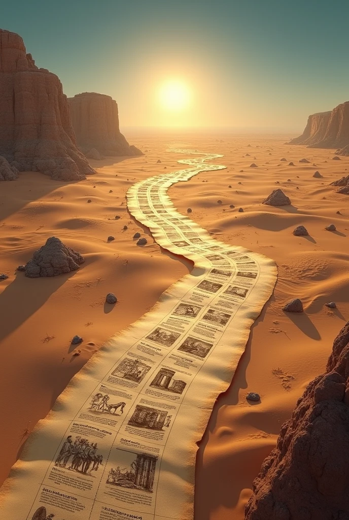 Create a historical chronological timeline with dates and the main events of humanity, starting from 4.000 attracted, with the background in a desert