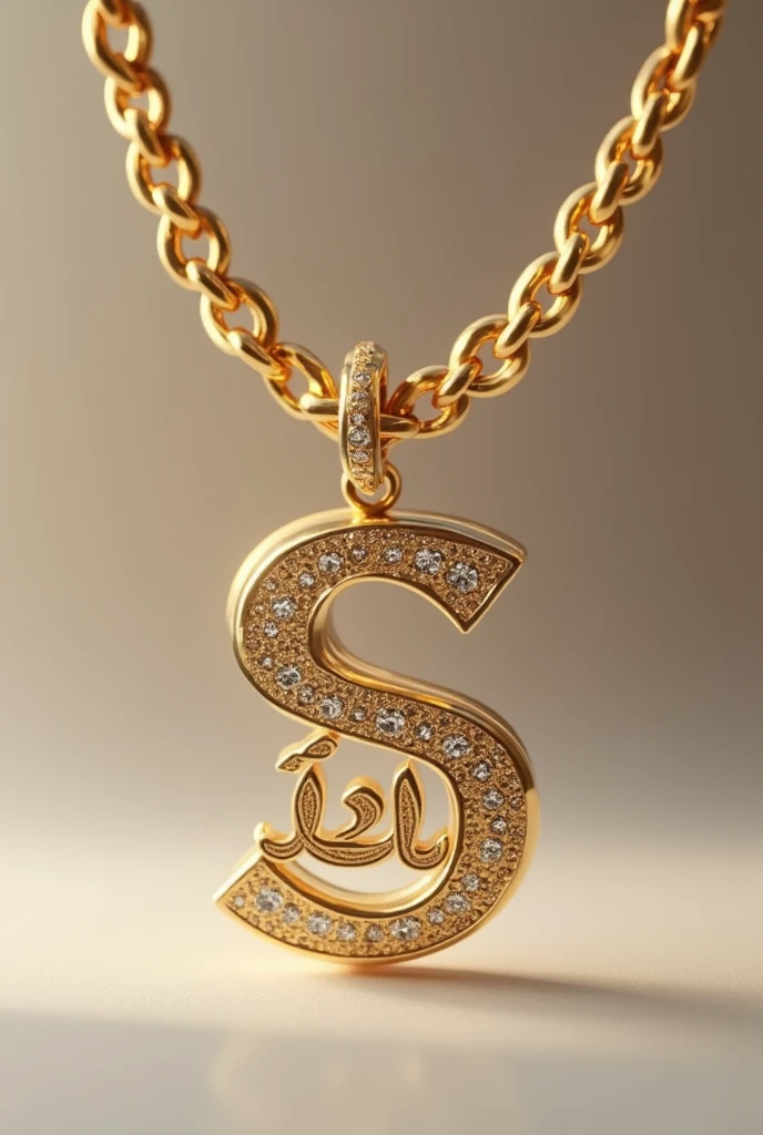 Shiny jewelery chain of " FATIMA ABAHA ", with the 3D word "مختصة إجتماعية" below